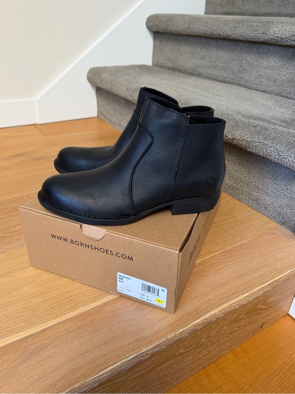 Born Rani Black Leather Ankle Boots